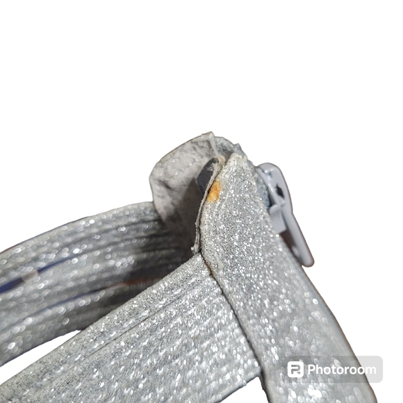 Betsey Johnson Kora Silver Sparkly Strappy Open Toe Zipper Back Heels 8M - Picture 9 of 12